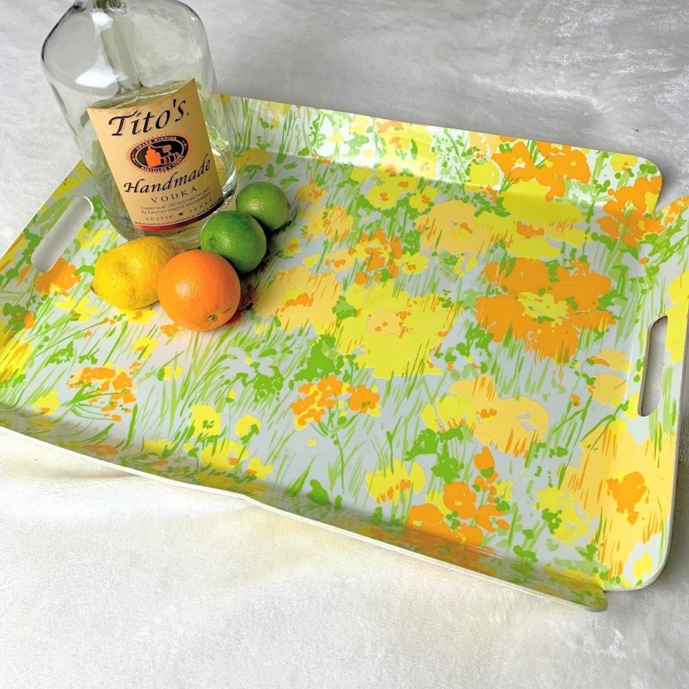 Vintage 70's Floral Serving Tray